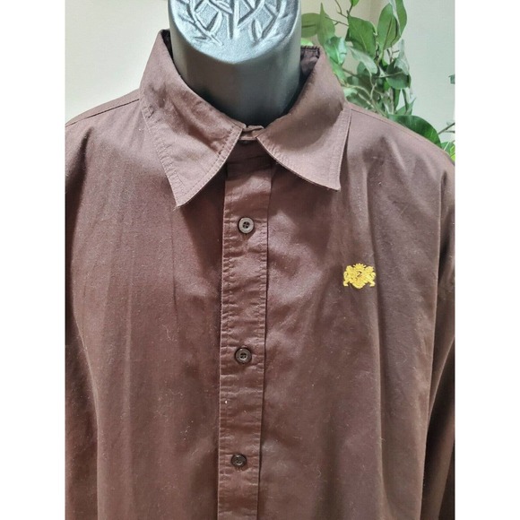 Pelle Pelle Men's Brown 100% Cotton Collared Long Sleeve Buttons Down Shirt 2XL - Picture 3 of 10